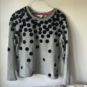 Boden gray sweater with velvet flower appliqué